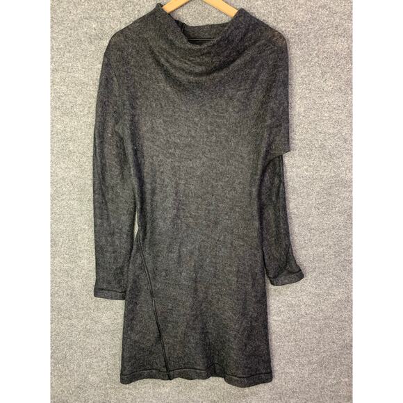 Helmut Lang Cowl High Neck Wool Mohair Long‎ Sleeve Sweater Dress Gray - Size M - Picture 1 of 11